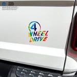 4 Wheel Drive Decal - Tie Dye- Fits All Jeeps