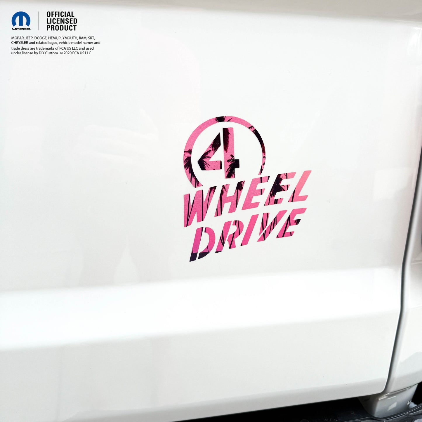 4 Wheel Drive Decal Pink Sunset - Fits All Jeeps