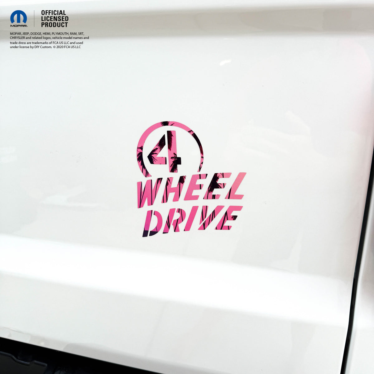 4 Wheel Drive Decal Pink Sunset - Fits All Jeeps