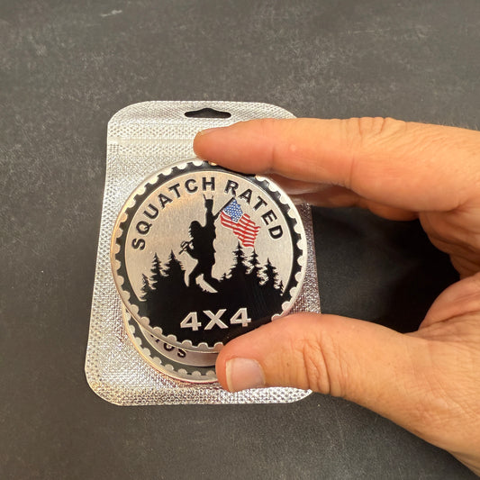 Squatch Rated 4x4 Metal Badge For Jeep Wrangler Door Fender