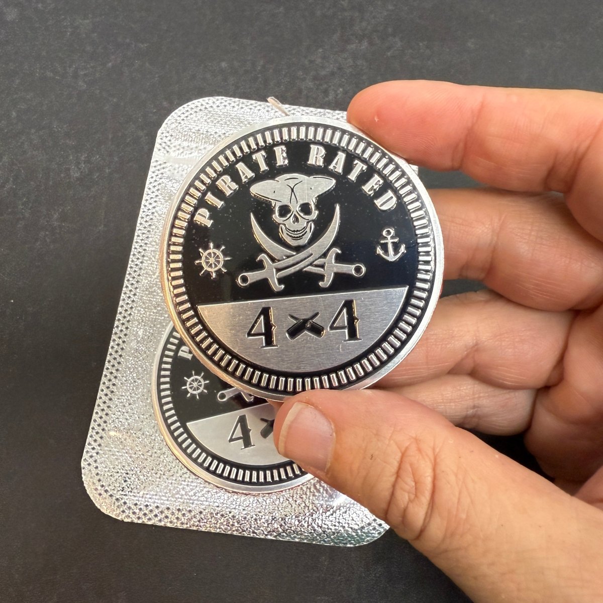 Pirate Rated 4x4 Metal Badge For Jeep Wrangler Door Fender - Tiny Wrapz