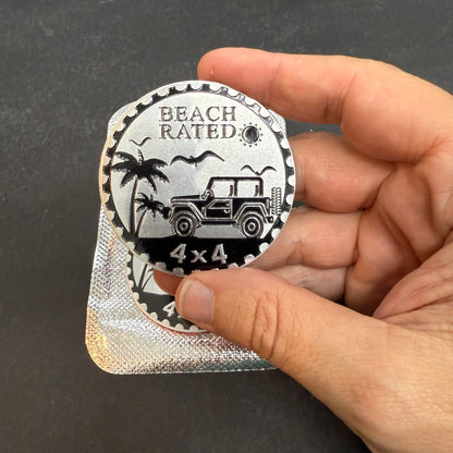 Beach Rated 4x4 Metal Badge For Jeep Wrangler Door Fender