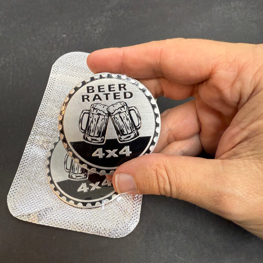 Beer Rated 4x4 Metal Badge For Jeep Wrangler Door Fender