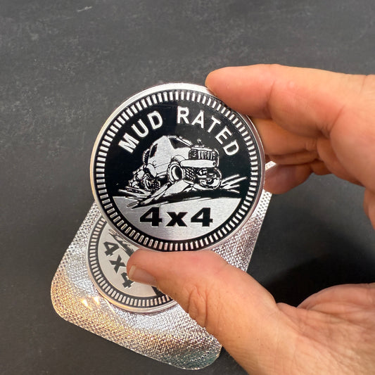 MUD Rated 4x4 Metal Badge For Jeep Wrangler Door Fender