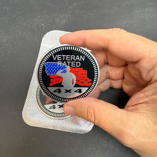 Veteran Rated 4x4 Metal Badge For Jeep Wrangler Door Fender