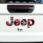 Jeep Emblem Overlay Decals - Red and Gray Camo - Tiny Wrapz