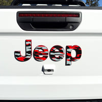 Jeep Emblem Overlay Decals - Red and Gray Camo - Tiny Wrapz