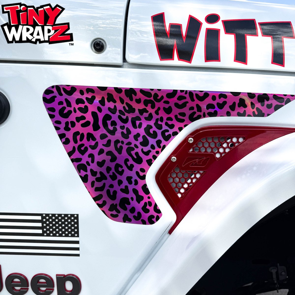 Jeep Fender Vent Decals Pair "Pink Leopard" Fits 2018-2026 Wrangler JL & Gladiator - Tiny Wrapz