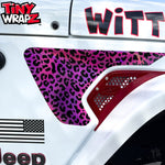 Jeep Fender Vent Decals Pair "Pink Leopard" Fits 2018-2026 Wrangler JL & Gladiator - Tiny Wrapz