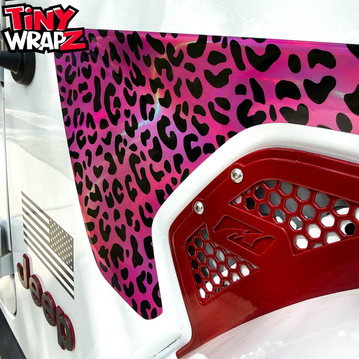 Jeep Fender Vent Decals Pair "Pink Leopard" Fits 2018-2026 Wrangler JL & Gladiator - Tiny Wrapz