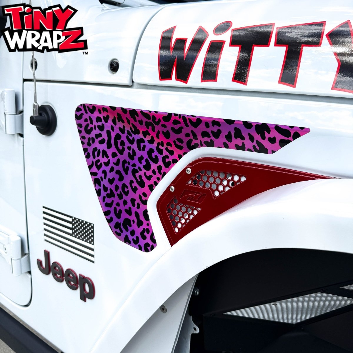 Jeep Fender Vent Decals Pair "Pink Leopard" Fits 2018-2026 Wrangler JL & Gladiator - Tiny Wrapz