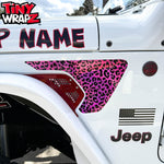 Jeep Fender Vent Decals Pair "Pink Leopard" Fits 2018-2026 Wrangler JL & Gladiator - Tiny Wrapz