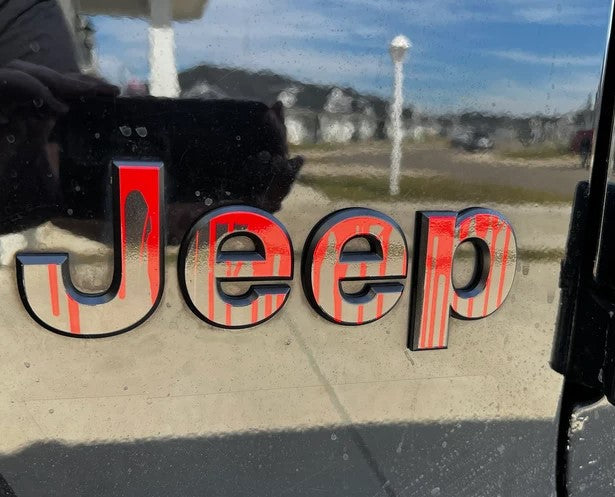 Jeep Emblem Overlay Decals - Dripping Red