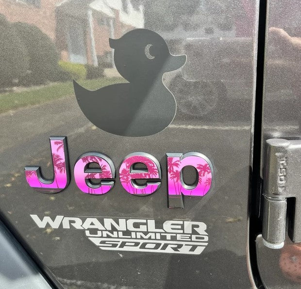 Jeep Emblem Overlay Decals - Pink Sunset