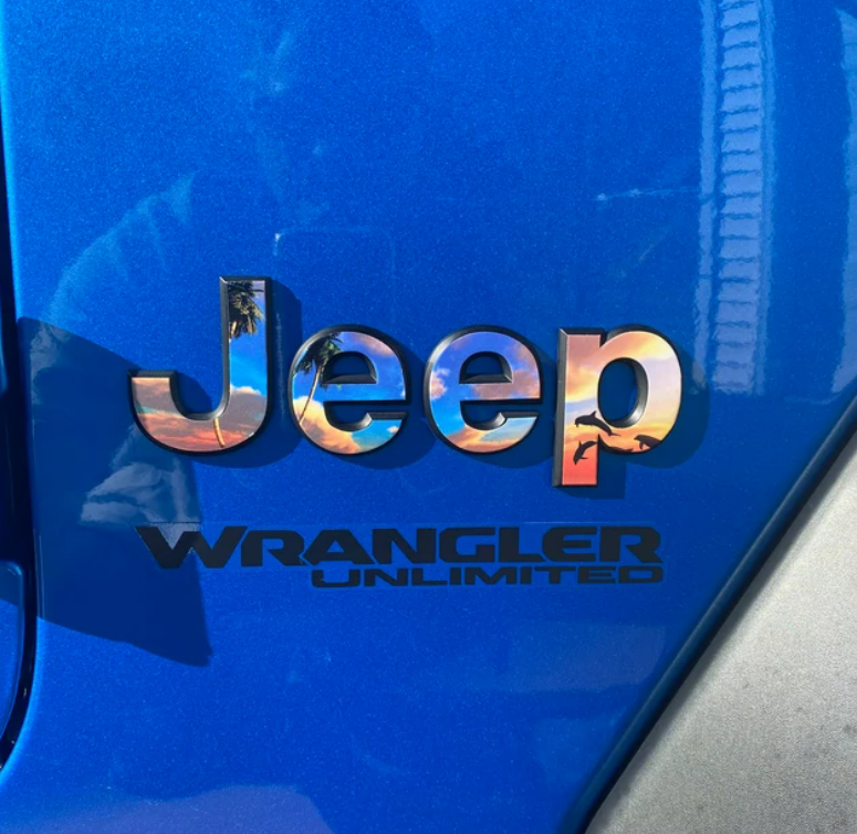 Jeep Emblem Overlay Decals - Dolphin Sunset