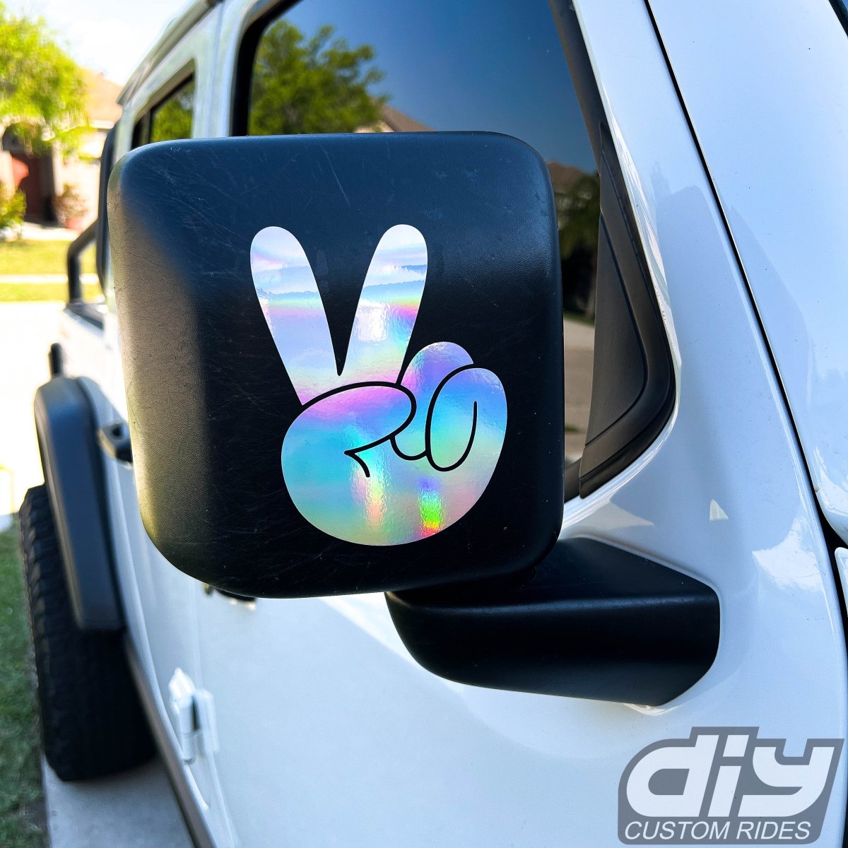 Holographic Peace Wave Fingers Decals Pair Fits All Jeeps
