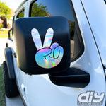 Holographic Peace Wave Fingers Decals Pair Fits All Jeeps