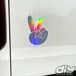 Holographic Peace Wave Fingers Decals Pair Fits All Jeeps