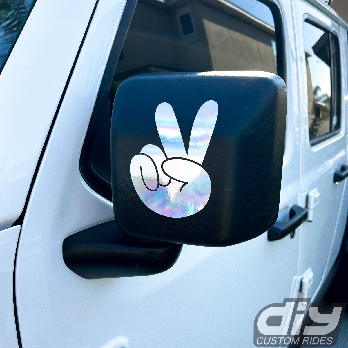 Holographic Peace Wave Fingers Decals Pair Fits All Jeeps
