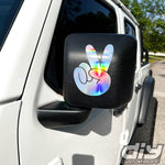 Holographic Peace Wave Fingers Decals Pair Fits All Jeeps