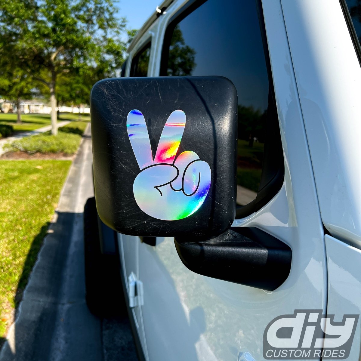 Holographic Peace Wave Fingers Decals Pair Fits All Jeeps