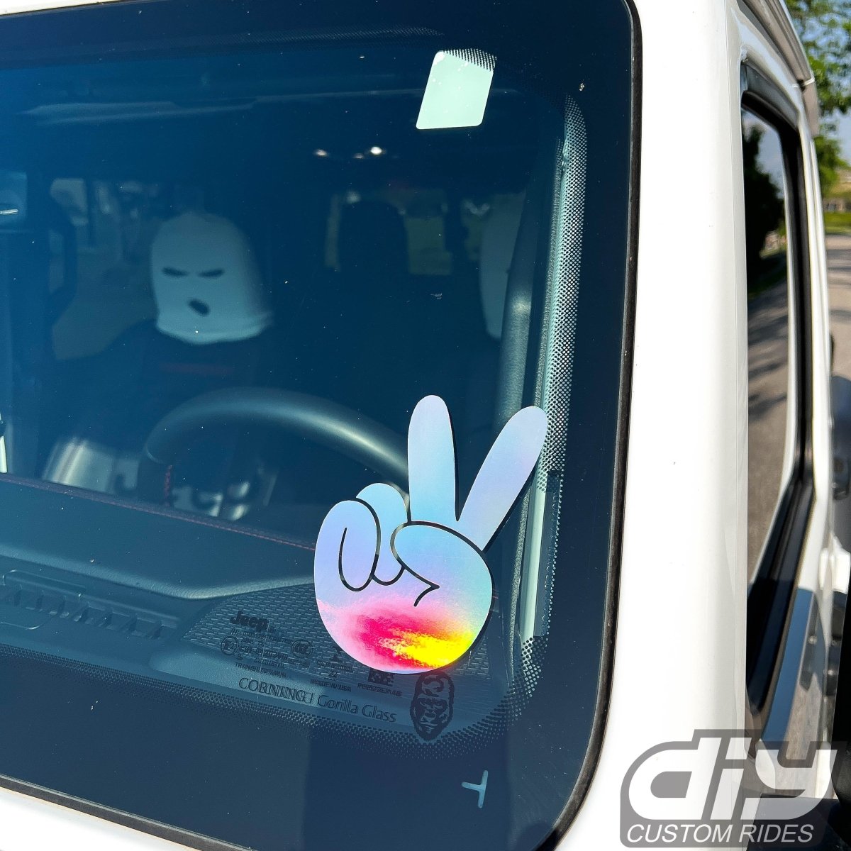 Holographic Peace Wave Fingers Decals Pair Fits All Jeeps