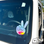 Holographic Peace Wave Fingers Decals Pair Fits All Jeeps
