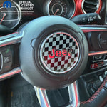 Jeep Wrangler JL Gladiator Steering Wheel Black & Gray Circle Checkered Flag Vinyl Decal Sticker - Tiny Wrapz