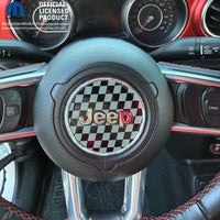 Jeep Wrangler JL Gladiator Steering Wheel Black & Gray Circle Checkered Flag Vinyl Decal Sticker - Tiny Wrapz