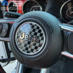 Jeep Wrangler JL Gladiator Steering Wheel Black & Gray Circle Checkered Flag Vinyl Decal Sticker - Tiny Wrapz