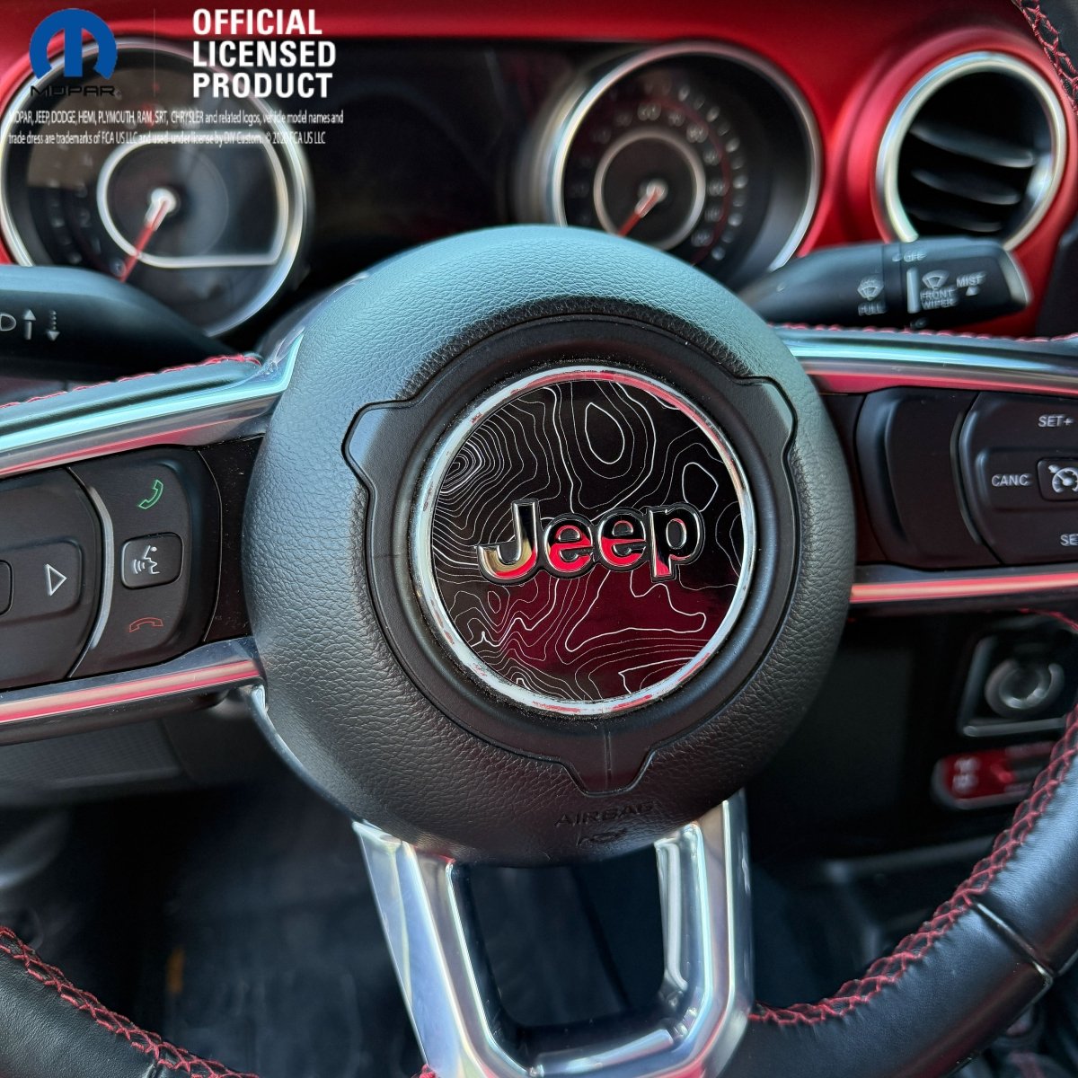 Jeep Wrangler JL Gladiator Steering Wheel Circle Topographic Black White Gray Vinyl Decal Sticker - Tiny Wrapz