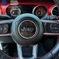 Jeep Wrangler JL Gladiator Steering Wheel Circle Topographic Black White Gray Vinyl Decal Sticker - Tiny Wrapz