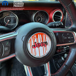 Jeep Wrangler JL Gladiator Steering Wheel Circle Dripping Orange on White Vinyl Decal Sticker - Tiny Wrapz