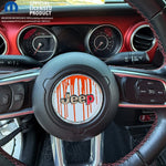 Jeep Wrangler JL Gladiator Steering Wheel Circle Dripping Orange on White Vinyl Decal Sticker - Tiny Wrapz