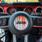 Jeep Wrangler JL Gladiator Steering Wheel Circle Dripping Orange on White Vinyl Decal Sticker - Tiny Wrapz