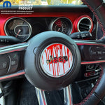 Jeep Wrangler JL Gladiator Steering Wheel Circle Dripping Red on White Vinyl Decal Sticker - Tiny Wrapz