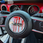 Jeep Wrangler JL Gladiator Steering Wheel Circle Dripping Red on White Vinyl Decal Sticker - Tiny Wrapz
