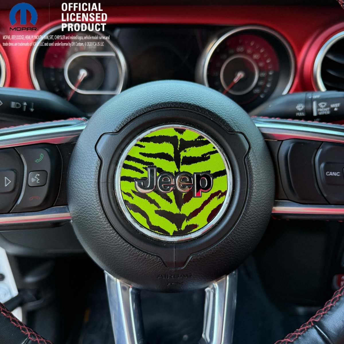 Jeep Wrangler JL Gladiator Steering Wheel Circle Green Tiger Vinyl Decal Sticker - Tiny Wrapz