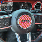 Jeep Wrangler JL Gladiator Steering Wheel Pink & Brown Circle Checkered Flag Vinyl Decal Sticker - Tiny Wrapz