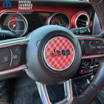 Jeep Wrangler JL Gladiator Steering Wheel Pink & Brown Circle Checkered Flag Vinyl Decal Sticker - Tiny Wrapz