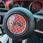 Jeep Wrangler JL Gladiator Steering Wheel Pink & Brown Circle Checkered Flag Vinyl Decal Sticker - Tiny Wrapz