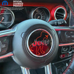 Jeep Wrangler JL Gladiator Steering Wheel Circle Red T-Rex Silhouette Vinyl Decal Sticker - Tiny Wrapz