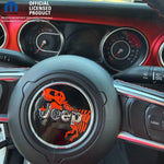 Jeep Wrangler JL Gladiator Steering Wheel Circle Red T-Rex Skeleton Vinyl Decal Sticker - Tiny Wrapz