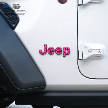 Jeep Emblem Overlay Decals - Dog Paws on Pink