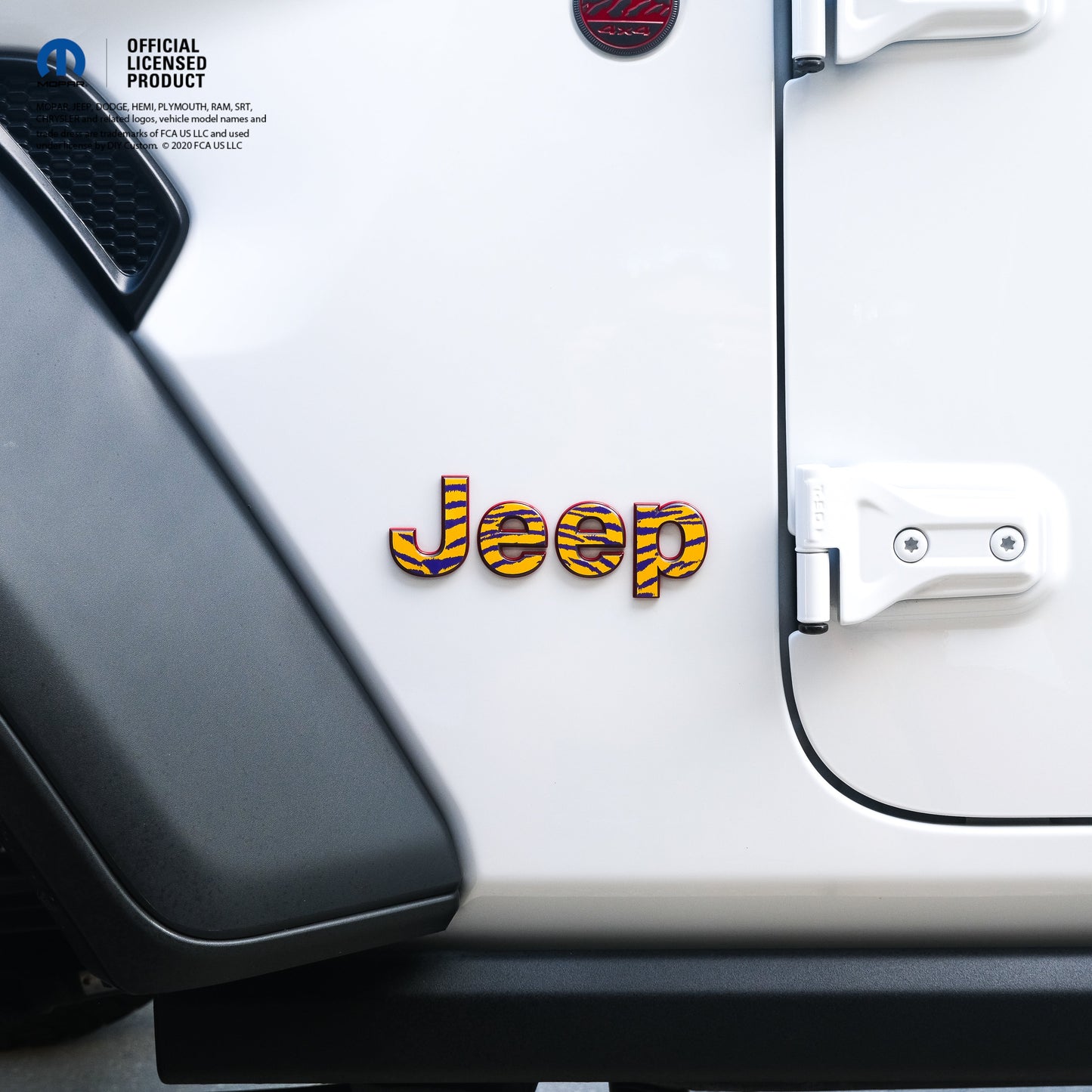Jeep Wrangler JL Gladiator Fender Emblem Overlay Decals Purple & Yellow Tiger Print Fits 2018+
