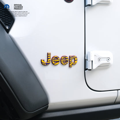 Jeep Wrangler JL Gladiator Fender Emblem Overlay Decals Purple & Yellow Tiger Print Fits 2018+