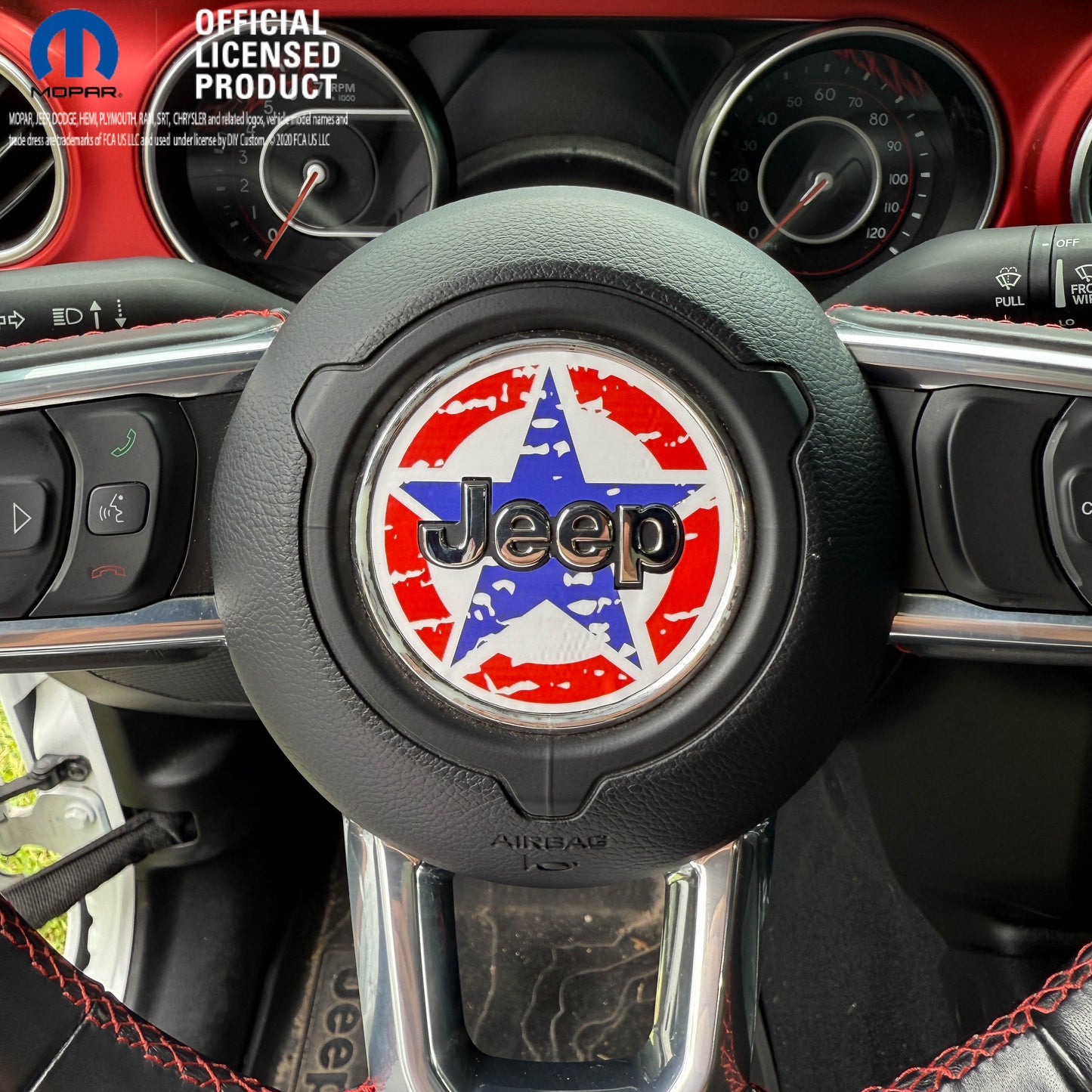 Jeep Wrangler JL Gladiator Steering Wheel Circle Distressed Stars Vinyl Decal Sticker