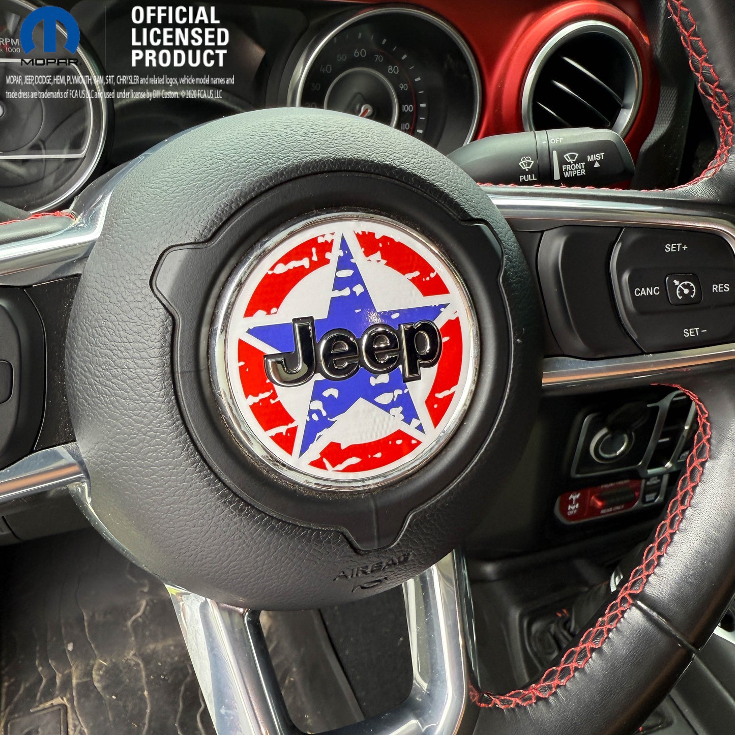 Jeep Wrangler JL Gladiator Steering Wheel Circle Distressed Stars Vinyl Decal Sticker