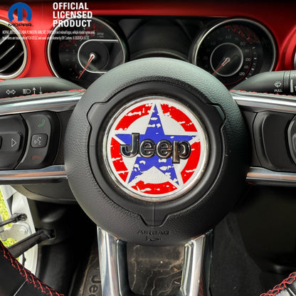 Jeep Wrangler JL Gladiator Steering Wheel Circle Distressed Stars Vinyl Decal Sticker