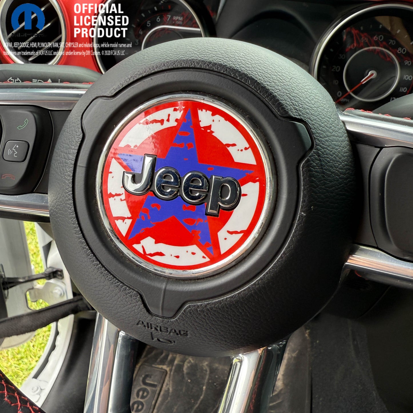 Jeep Wrangler JL Gladiator Steering Wheel Circle Distressed Stars Vinyl Decal Sticker